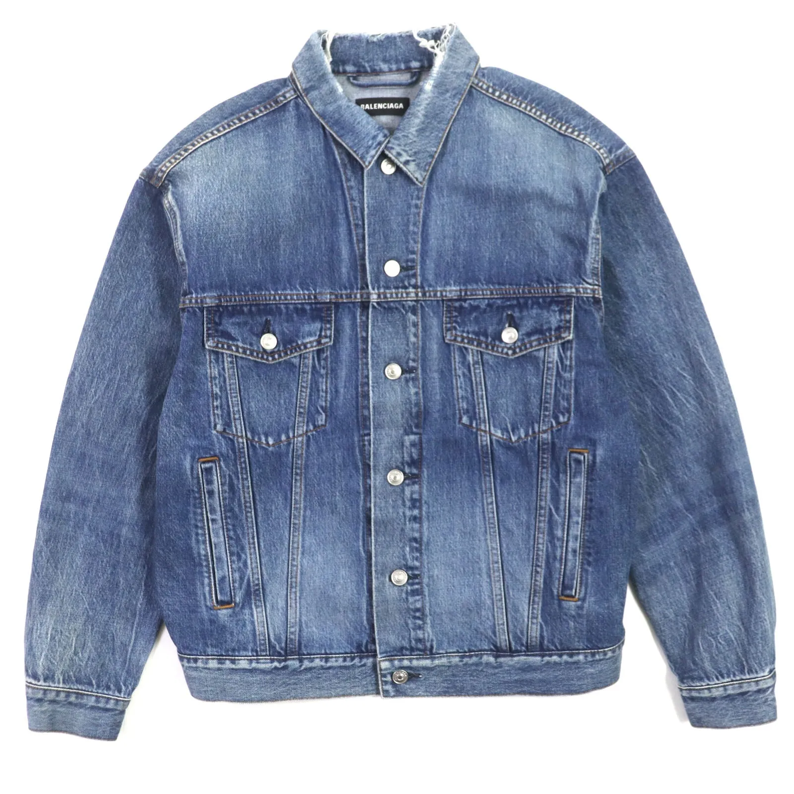 Balenciaga Denim Jacket Back Logo Distressed