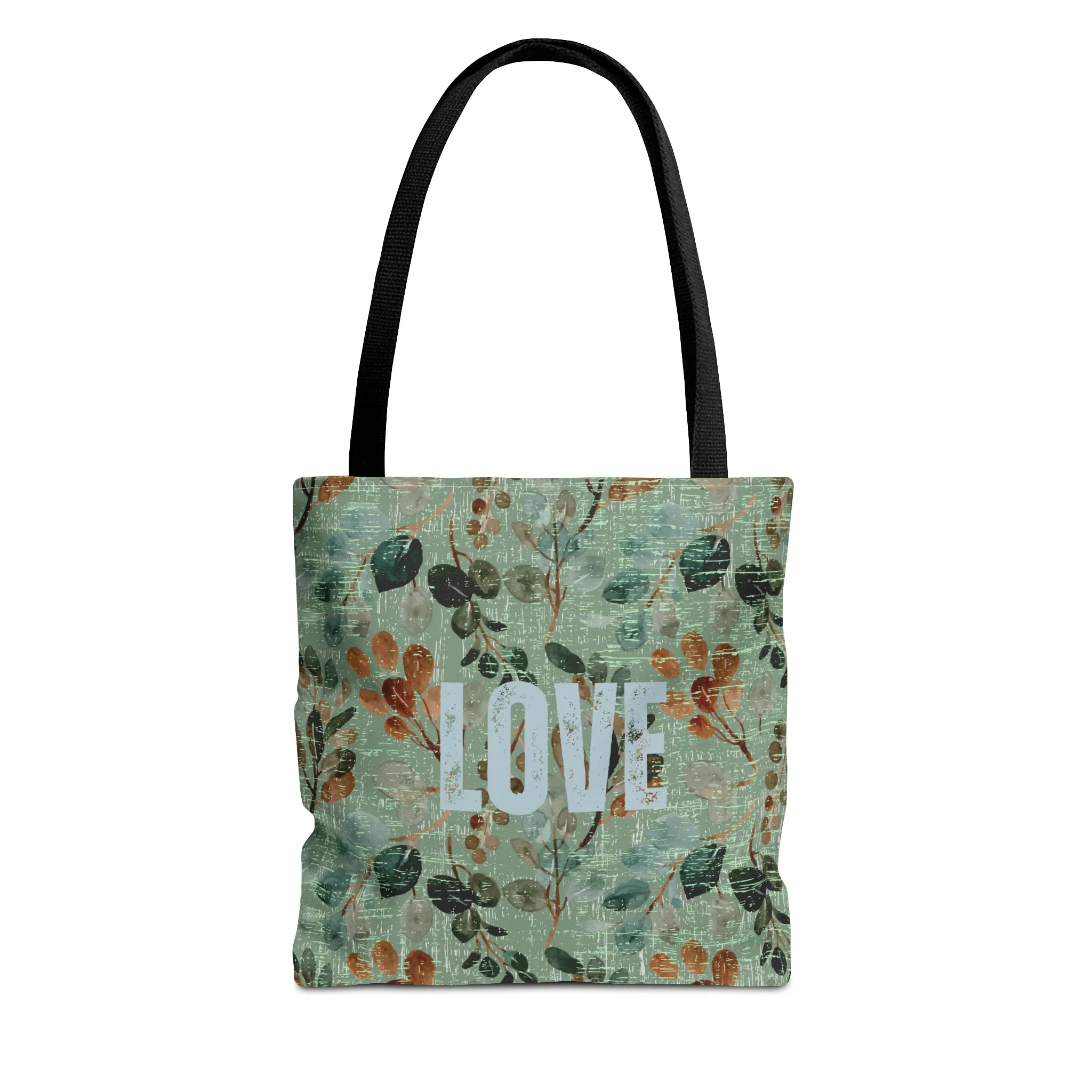Botanical Love: Women's Small Tote Bag with Green Floral Background