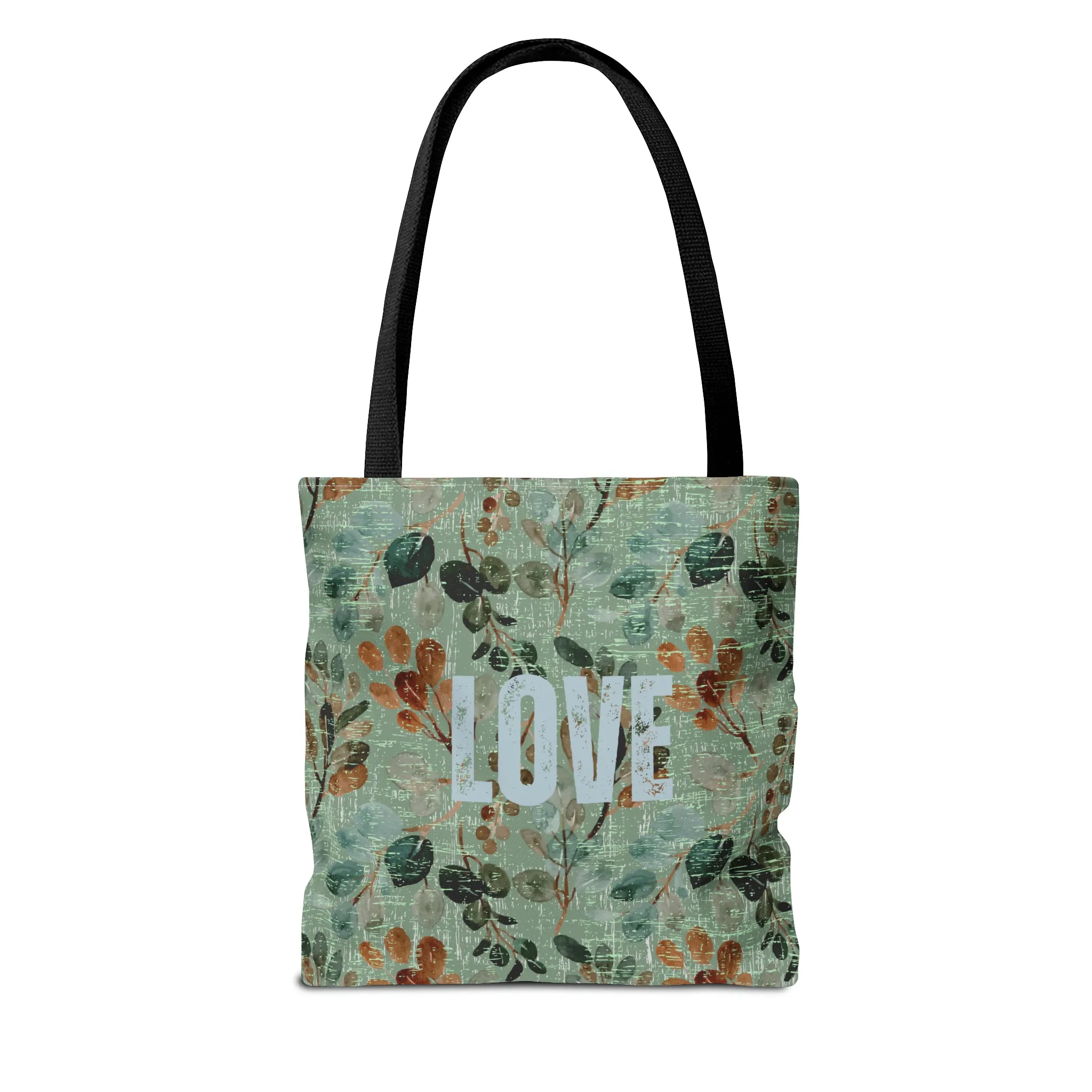 Botanical Love: Women's Small Tote Bag with Green Floral Background