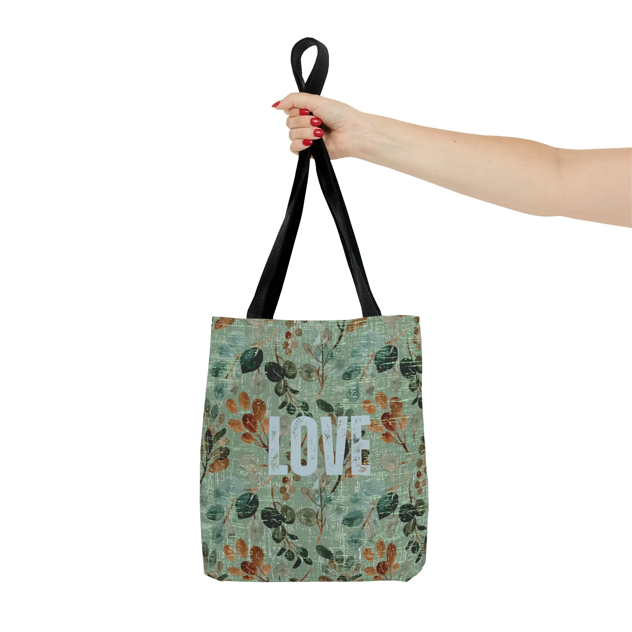 Botanical Love: Women's Small Tote Bag with Green Floral Background