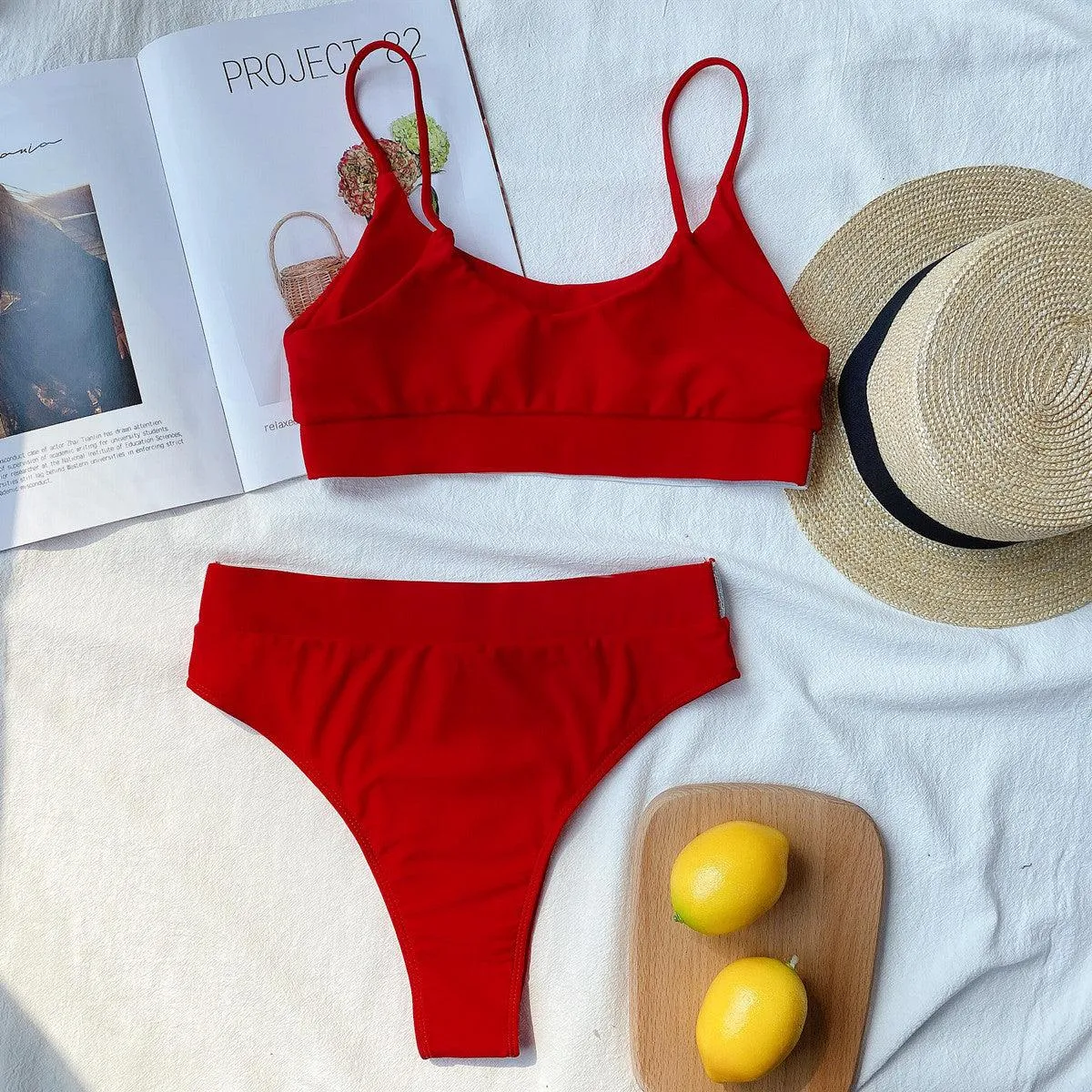 Contrast Mesh High Waisted Bikini Swimsuit