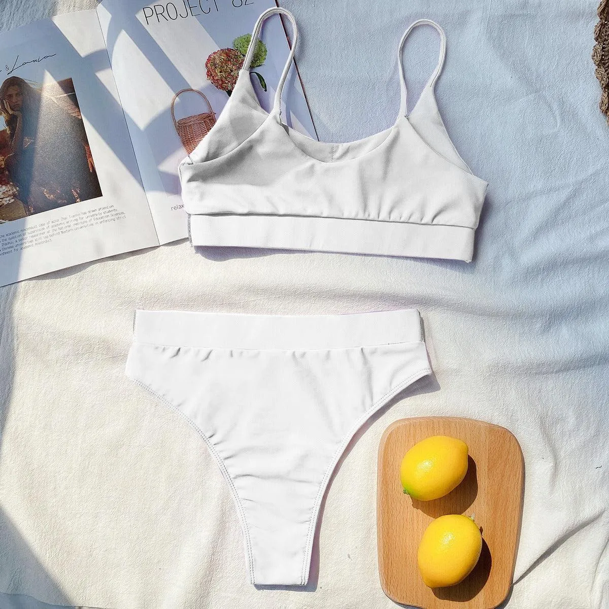 Contrast Mesh High Waisted Bikini Swimsuit