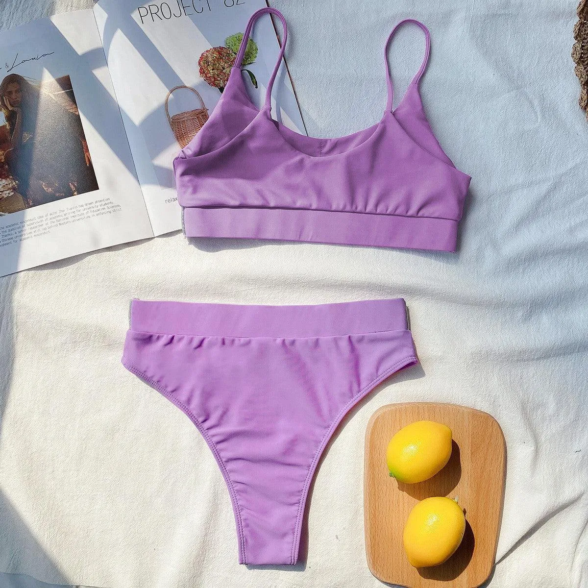 Contrast Mesh High Waisted Bikini Swimsuit