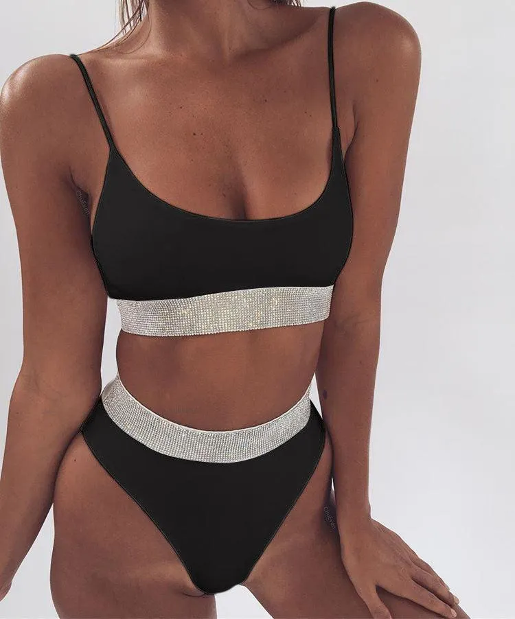 Contrast Mesh High Waisted Bikini Swimsuit