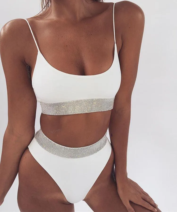 Contrast Mesh High Waisted Bikini Swimsuit
