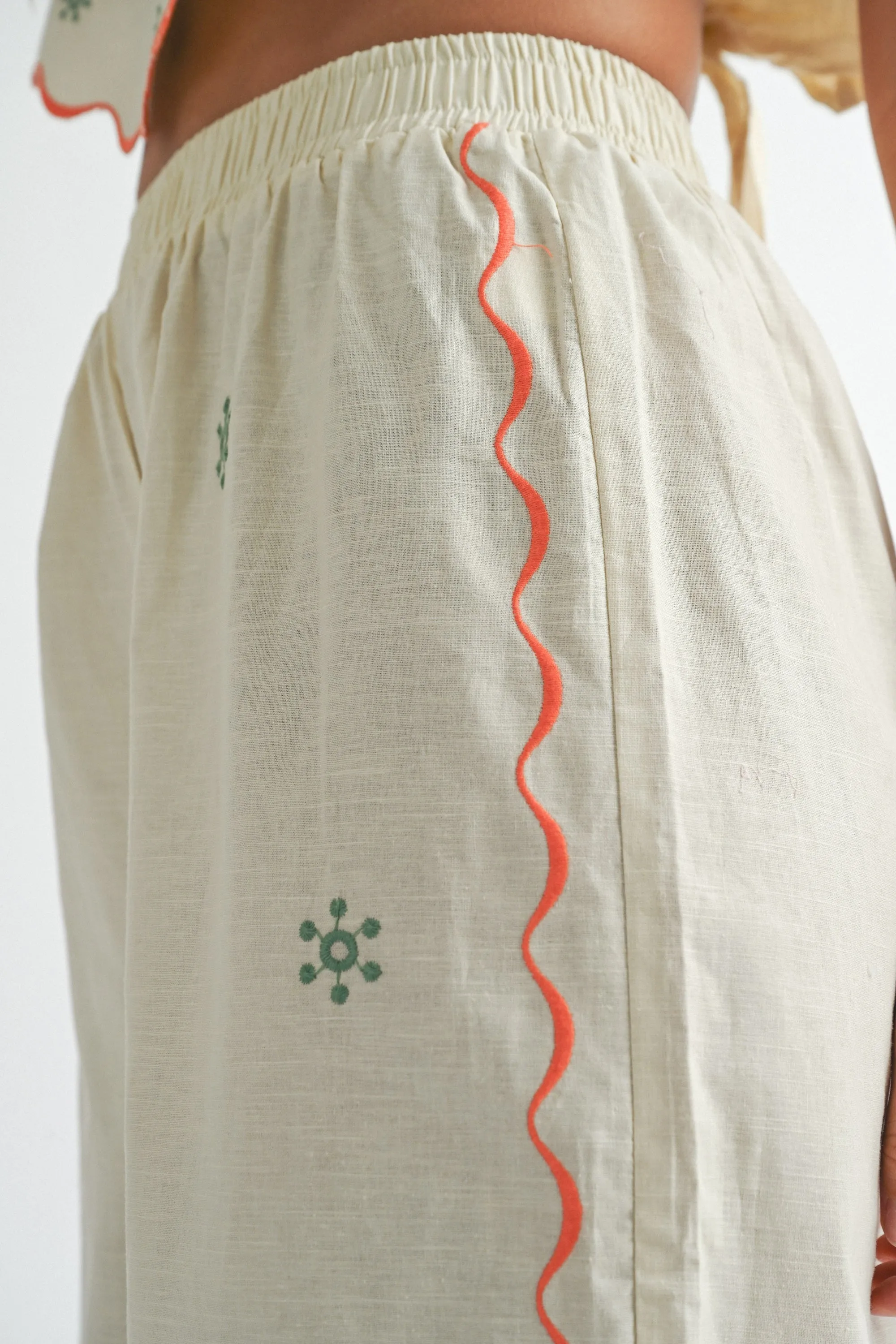 EMBROIDERED LINEN PANT