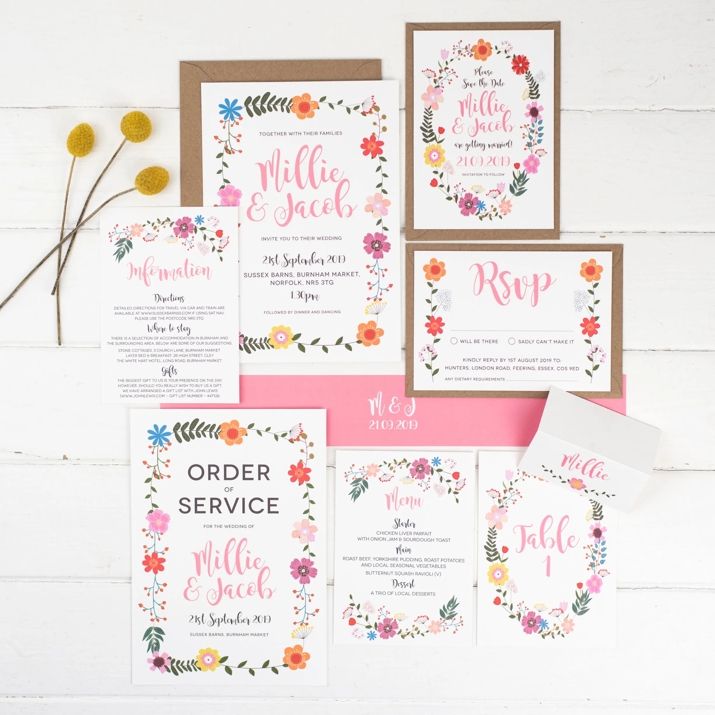 Floral Border Wedding Invitations