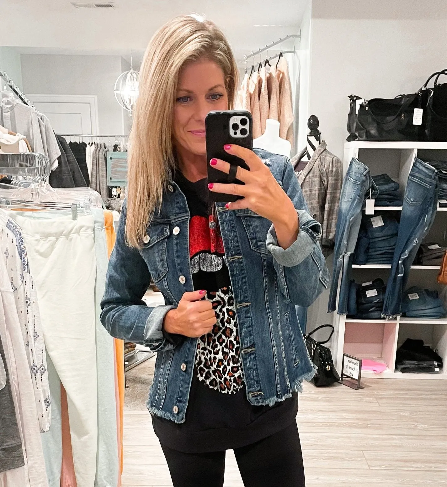 Going Places Distressed Denim Jacket: Medium Wash