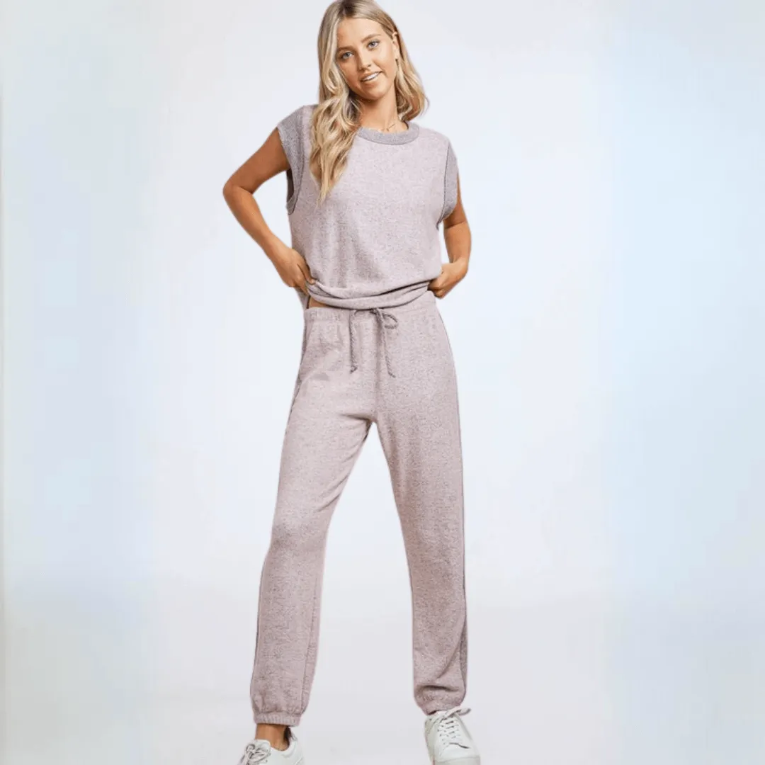 Heather Lilac Soft Brushed Knit Set Made in USA