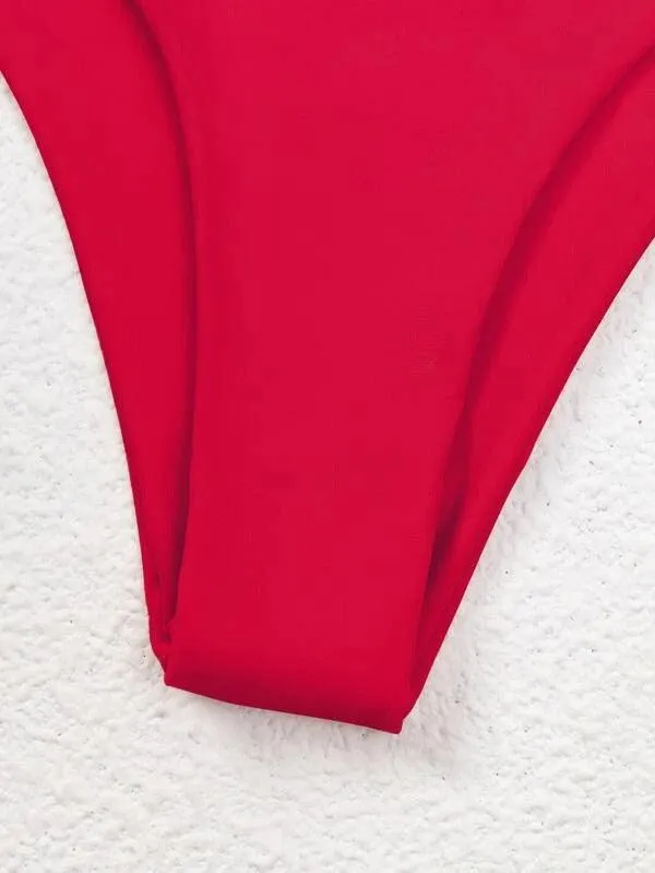 Knot Detail High Waisted Bikini Swimsuit