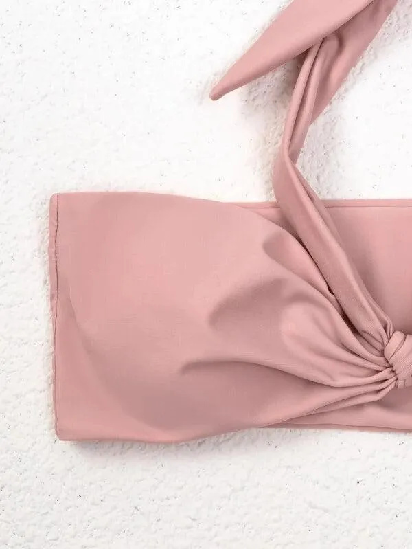 Knot Detail High Waisted Bikini Swimsuit