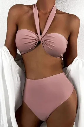 Knot Detail High Waisted Bikini Swimsuit