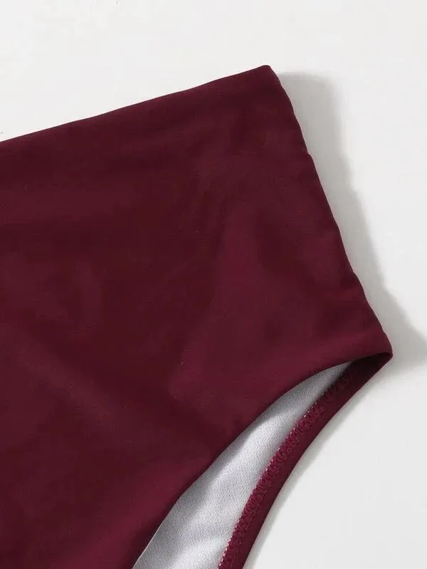 Knot Detail High Waisted Bikini Swimsuit