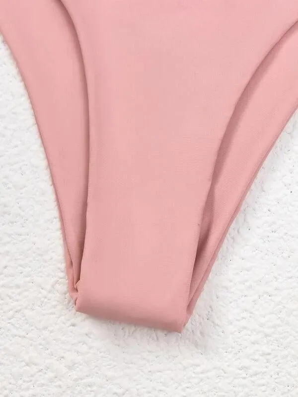 Knot Detail High Waisted Bikini Swimsuit
