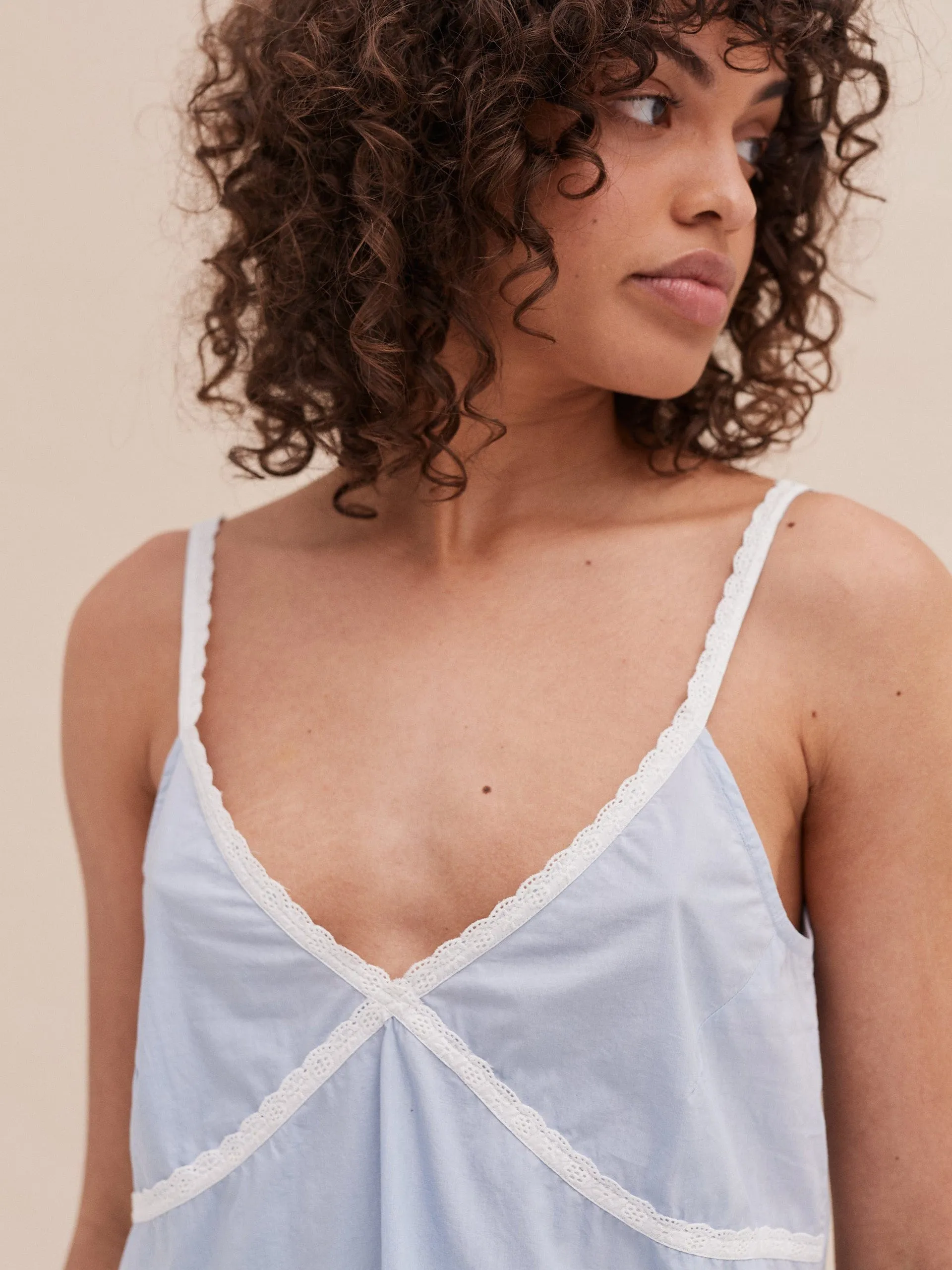 Lounge trio set in Dorothea print in light blue
