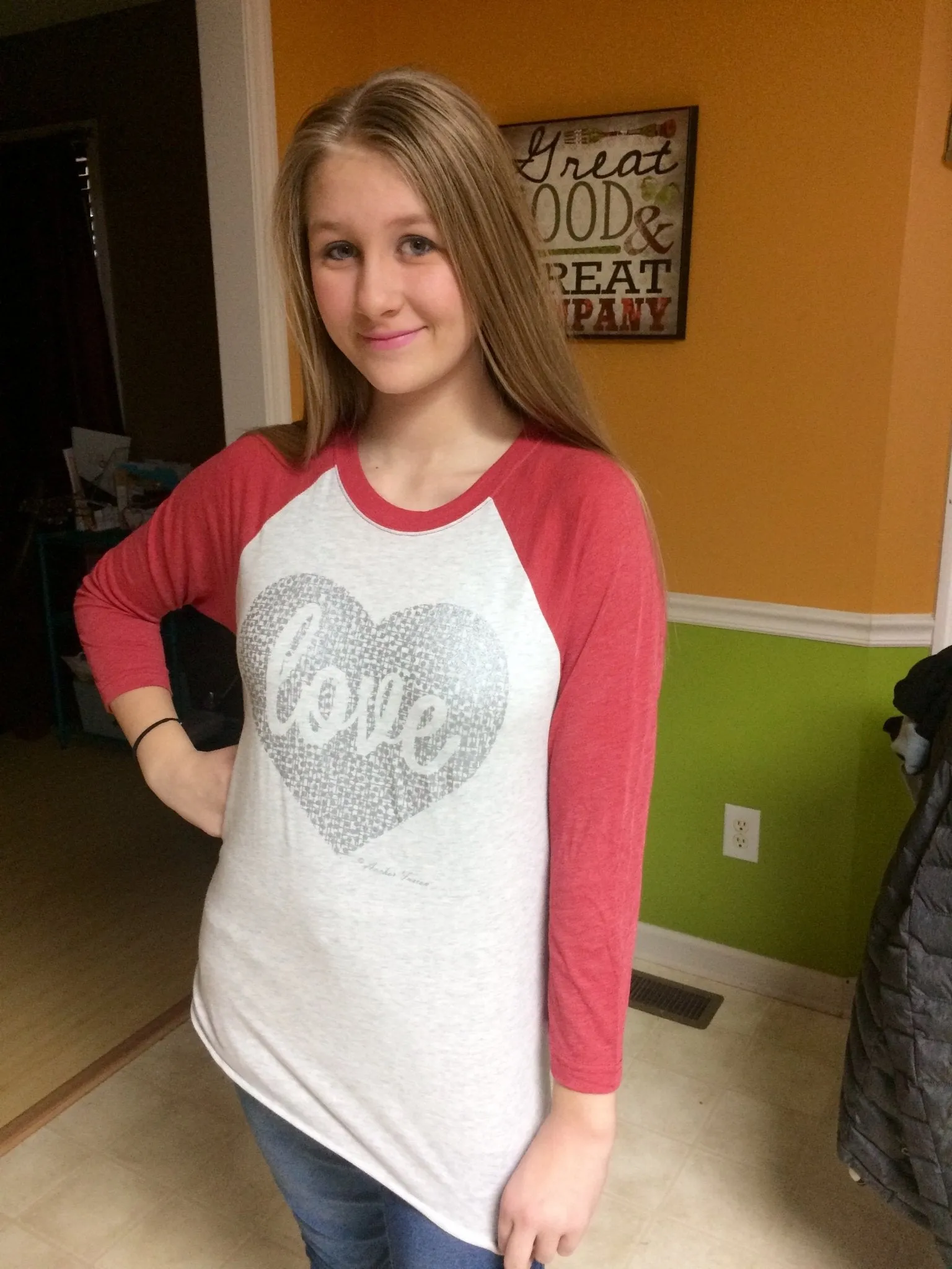 Love Glitter Heart Raglan