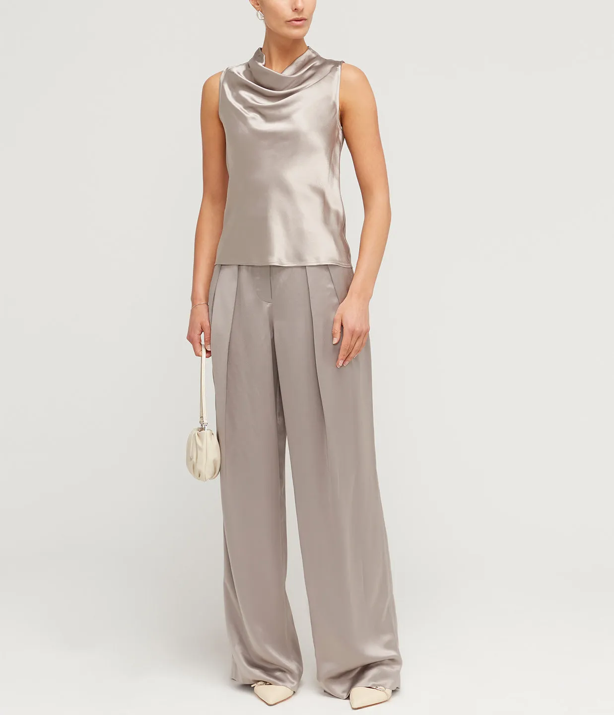 Luisa High Waisted Pant in Silver