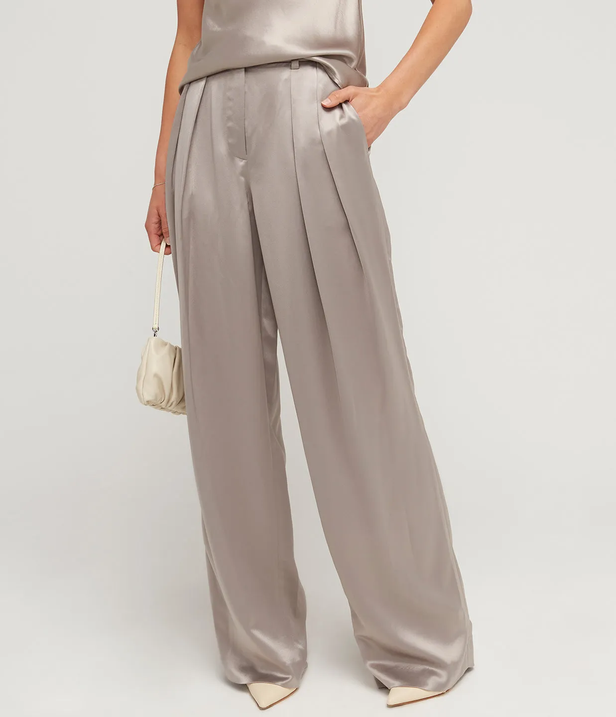 Luisa High Waisted Pant in Silver