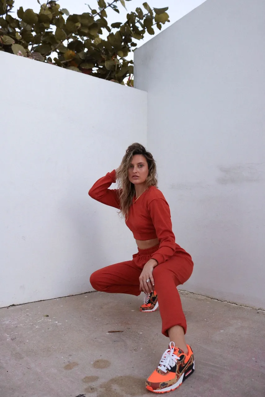 Lux Lounge 'Rest My Case' Jogger Set in Rust