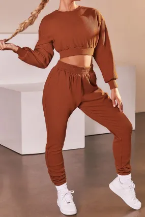 Lux Lounge 'Rest My Case' Jogger Set in Rust