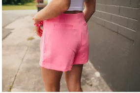 Pink High Waist Fancy Shorts