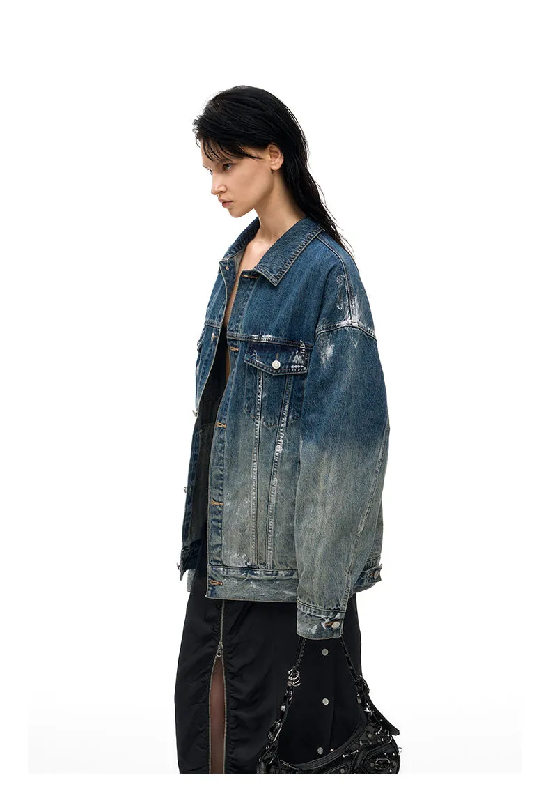 Silver Polished Denim Jacket