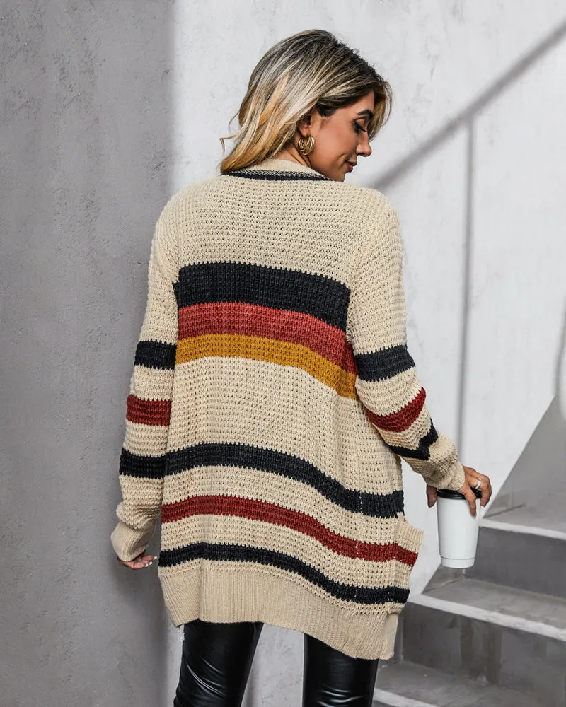 Striped Chunky Knit Cardigan