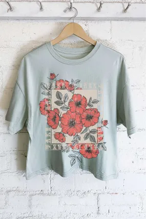Take It Easy Vintage Flower Long Crop Graphic Tee