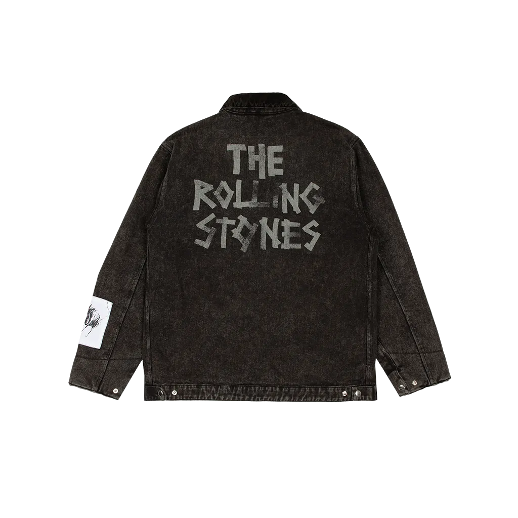 Washed Denim Charcoal Patch Work Jacket