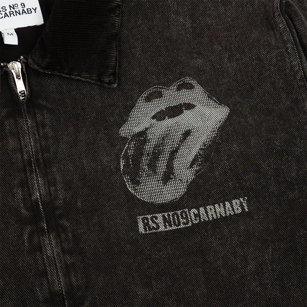 Washed Denim Charcoal Patch Work Jacket